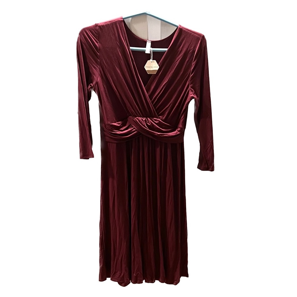 Pinkblush wine red maternity dress